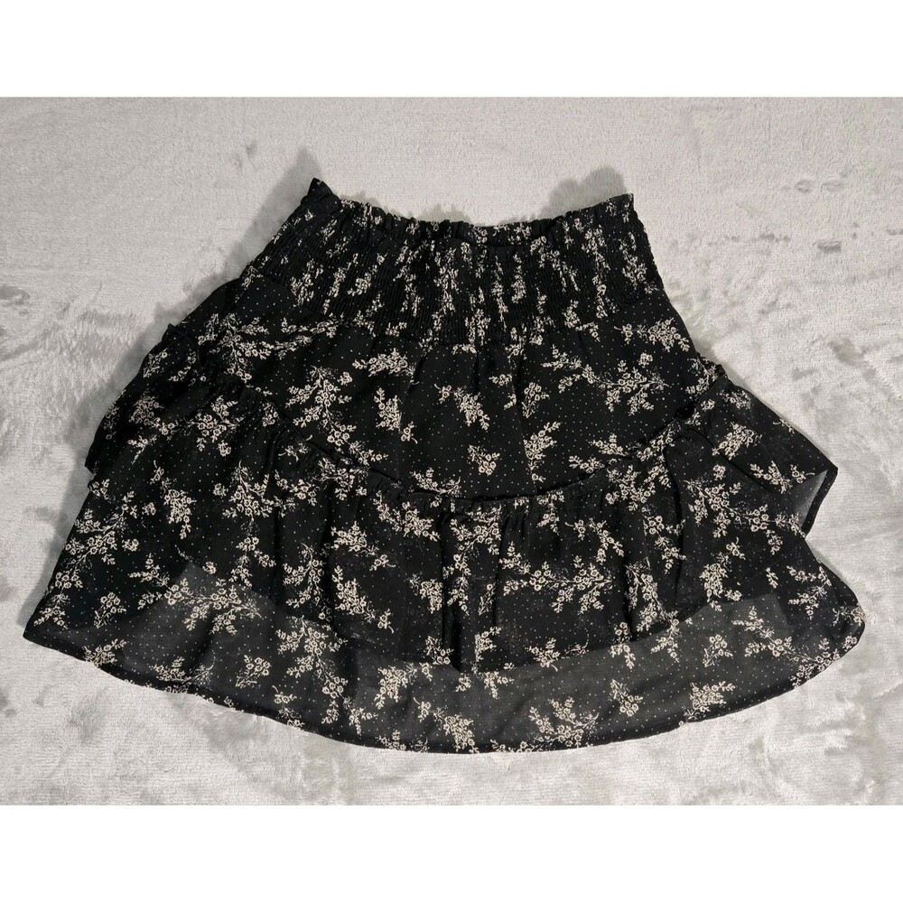 Women's Altar'd State Floral Ruffle Elastic Smocked Waist Sheer Chiffon Skirt Sm
